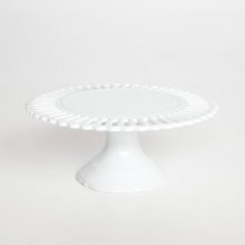 12” White Stand with Designed Edge