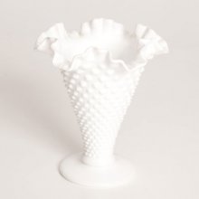7.5” Hobnail Milk Glass Vase